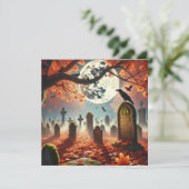 Afdrukbare Autumnal Whimsigoth Graveyard Scrapbook Kaart (Staand voorkant)