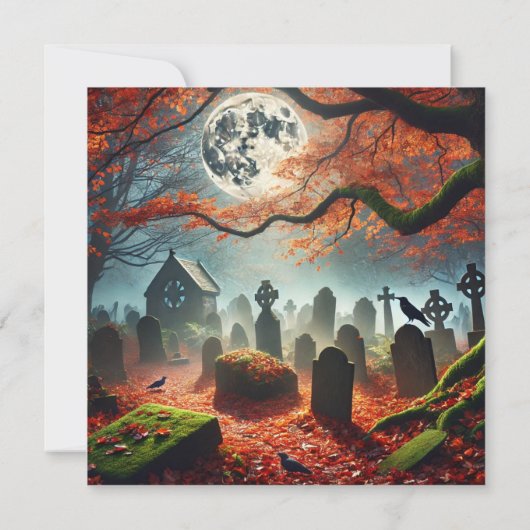 Afdrukbare Autumnal Whimsigoth Graveyard Scrapbook Kaart (Achterkant)