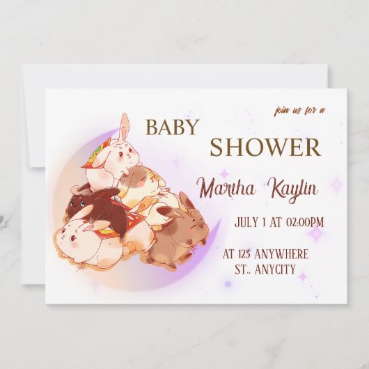 Afdrukbare baby shower uitnodiging (Voorkant)