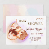 Afdrukbare baby shower uitnodiging (Voorkant / Achterkant)