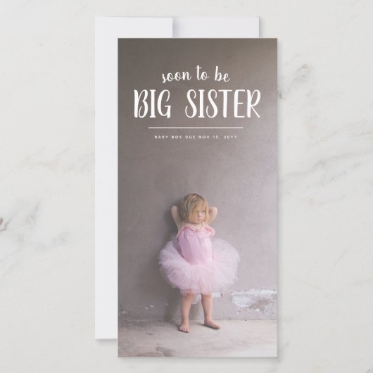 Afdrukbare Big Sister Zwangerschap Foto Mededeling Aankondiging (Voorkant)