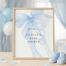 Afdrukbare Blauwe Strik Welkom bij Baby Shower Poster