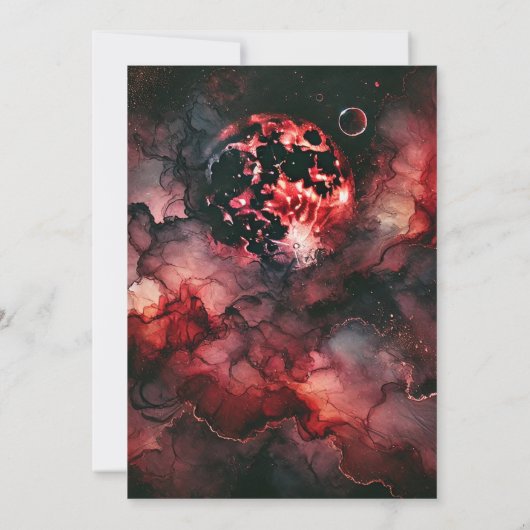 Afdrukbare Bloed Maan Glow Alcohol Ink Scrapbook Kaart (Achterkant)