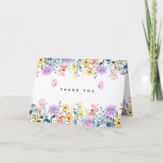 Afdrukbare Bloemen Dank u kaart Instant Download (Voorkant)