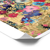 Afdrukbare Bloemen van de Floral Fantasy op Goud Z Poster (Hoek)