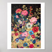 Afdrukbare Bloemen van de Floral Fantasy op Goud Z Poster (Voorkant)
