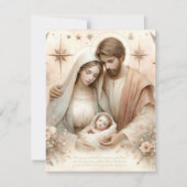 Afdrukbare Bloemen Waterverf Baby Jesus Cardstock Kaart (Voorkant)