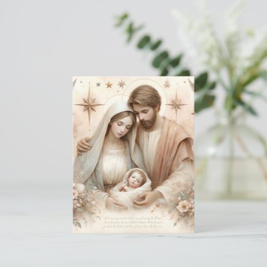 Afdrukbare Bloemen Waterverf Baby Jesus Cardstock Kaart (Staand voorkant)