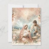 Afdrukbare Bloemen Waterverf Baby Jesus Cardstock Kaart (Achterkant)