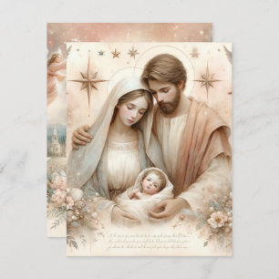 Afdrukbare Bloemen Waterverf Baby Jesus Cardstock Kaart