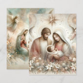 Afdrukbare Bloemen Waterverf Geboorte Cardstock Kaart (Voorkant / Achterkant)