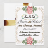Afdrukbare bloemensave the date kaart sjabloon (Voorkant / Achterkant)