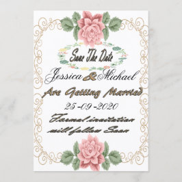 Afdrukbare bloemensave the date kaart sjabloon