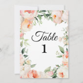 Afdrukbare Bloemige Bruidsfeest Tafel Nummers Kaart (Voorkant)