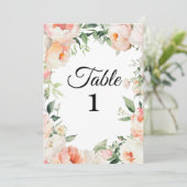 Afdrukbare Bloemige Bruidsfeest Tafel Nummers Kaart (Staand voorkant)