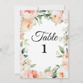 Afdrukbare Bloemige Bruidsfeest Tafel Nummers Kaart (Achterkant)