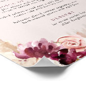 Afdrukbare Blush en Bourgogne Bloemen Menu Sign Poster (Hoek)