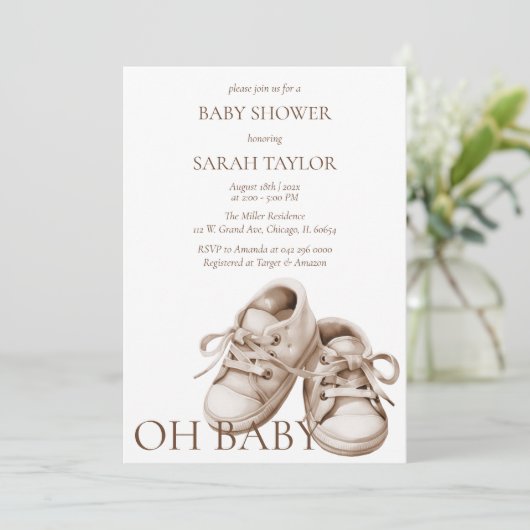 Afdrukbare Boho Booties Baby shower Sjabloon Kaart (Staand voorkant)