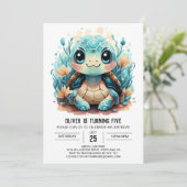 Afdrukbare Boho Happy Turtle Boy Verjaardag Kaart (Staand voorkant)