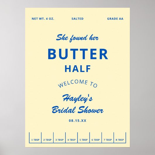Afdrukbare Boter Half Geel Bruiloftsfeest Welkom Poster (Voorkant)