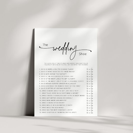 Afdrukbare bruiloft schoen spel
