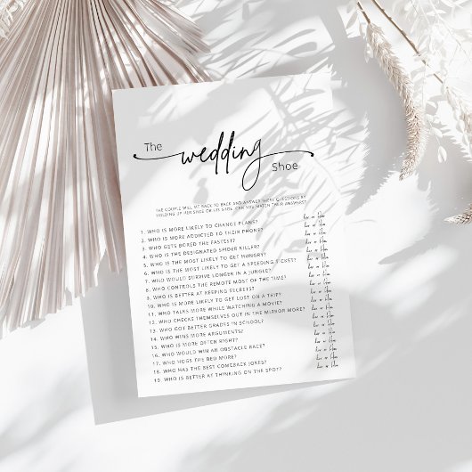 Afdrukbare bruiloft schoen spel