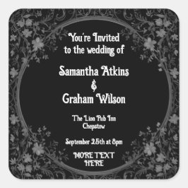 Afdrukbare bruiloft uitnodiging sjabloon vierkante sticker