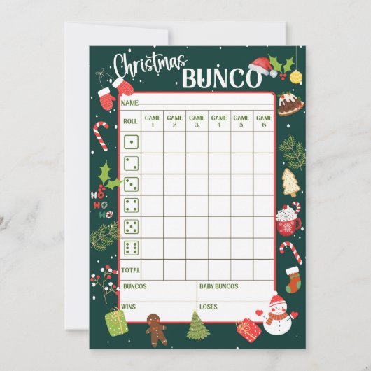 Afdrukbare Christmas Bunco Score Kaarten Bladen (Voorkant)
