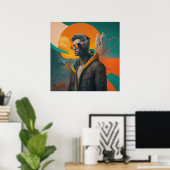 Afdrukbare Cool collage kunst Een man shows omhoog Poster (Thuiskantoor)