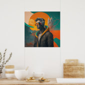 Afdrukbare Cool collage kunst Een man shows omhoog Poster (Keuken)