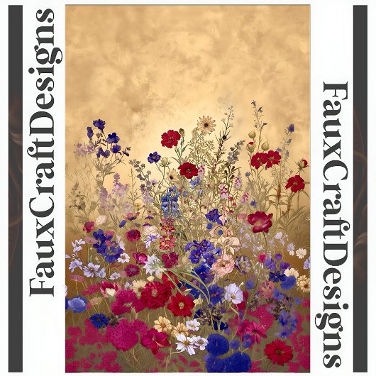 Afdrukbare Cool Fantasy Bloemen Gouden Achtergrond Poster