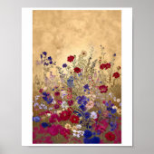 Afdrukbare Cool Fantasy Bloemen Gouden Achtergrond Poster (Voorkant)