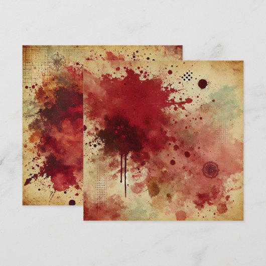 Afdrukbare Cranberry Juice Distressed Ink Scrapboo Kaart (Voorkant / Achterkant)