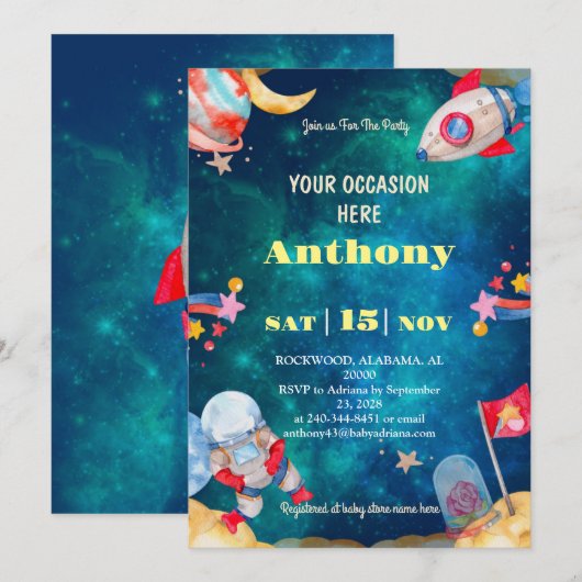 Afdrukbare digitale download Buitenruimte, zaterda Kaart (Voorkant / Achterkant)