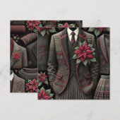 Afdrukbare donkere academische uniformen Poinsetti Kaart (Voorkant / Achterkant)