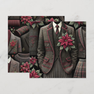 Afdrukbare donkere academische uniformen Poinsetti Kaart