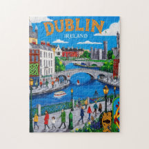 Afdrukbare Dublin Ireland Travel Art Vintage