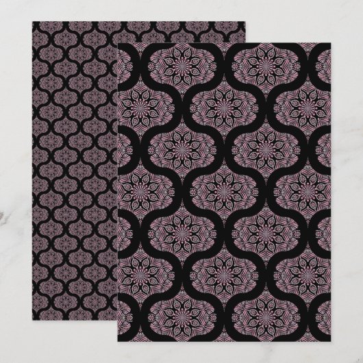 Afdrukbare Dusky Roos Fronds Retro Scrapbook Papie Kaart (Voorkant / Achterkant)