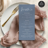 Afdrukbare Dusty Blue White Tekst Bruiloft Menu