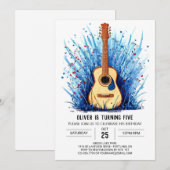 Afdrukbare eenvoudige gitaar jongen verjaardag kaart (Voorkant / Achterkant)