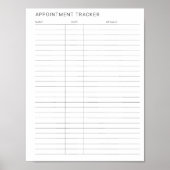 Afdrukbare eenvoudige moderne afspraaktracker poster (Voorkant)