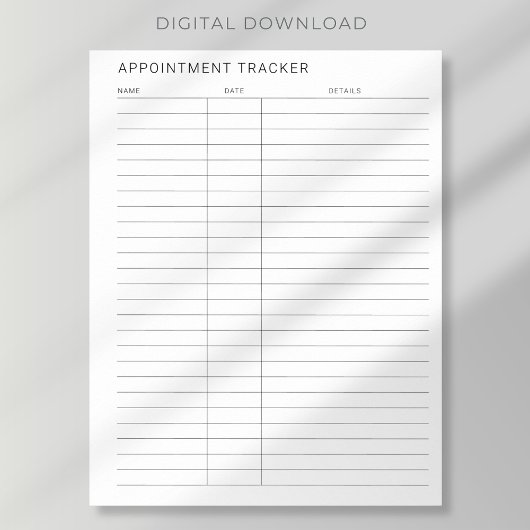 Afdrukbare eenvoudige moderne afspraaktracker poster