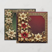 Afdrukbare Elegant Gold Poinsettia Lijst Scrapbook Kaart (Voorkant / Achterkant)