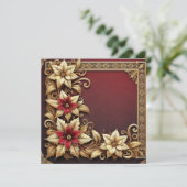Afdrukbare Elegant Gold Poinsettia Lijst Scrapbook Kaart (Staand voorkant)