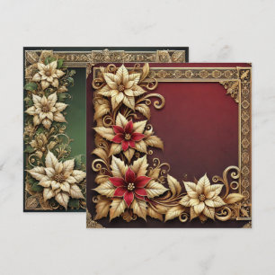 Afdrukbare Elegant Gold Poinsettia Lijst Scrapbook Kaart