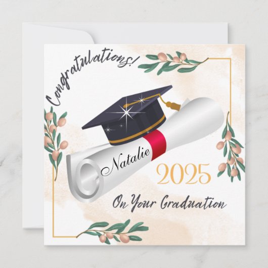 afdrukbare felicitaties afstudeerder kaart, gepers feestdagenkaart (Voorkant)