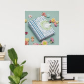 Afdrukbare  foto van notitieboek met bloemen poster (Thuiskantoor)