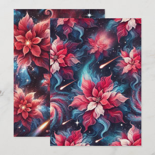 Afdrukbare Galaxy Poinsettia Patroon Papercraft Kaart