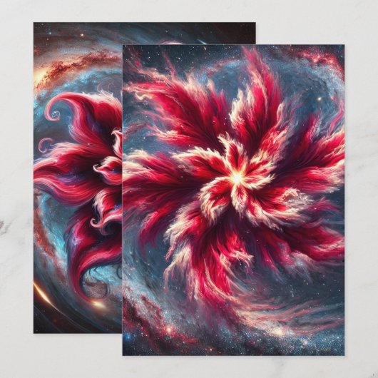 Afdrukbare Galaxy Poinsettia Scrapbook Paper Kaart (Voorkant / Achterkant)