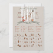 Afdrukbare game! Voor het Baby shower van Woodland Kaart (Achterkant)